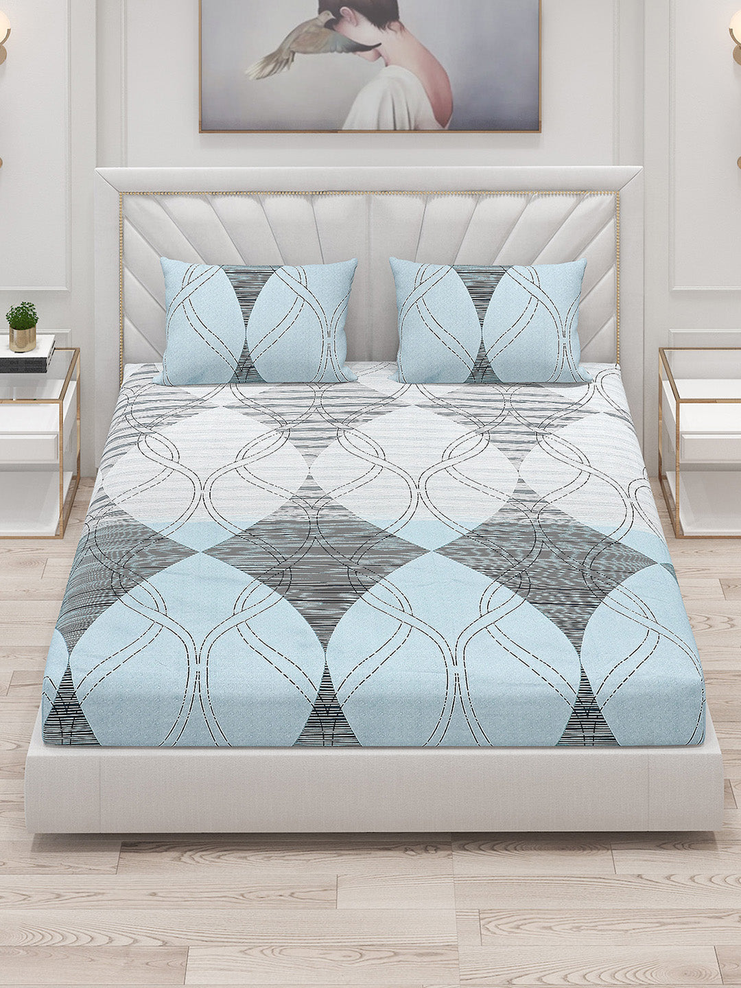 120 GSM Polyester Double Bed Bedsheet with 2 Pillow Covers - Updated - Updated