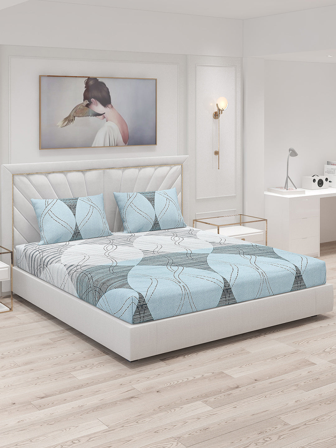 120 GSM Polyester Double Bed Bedsheet with 2 Pillow Covers - Updated - Updated