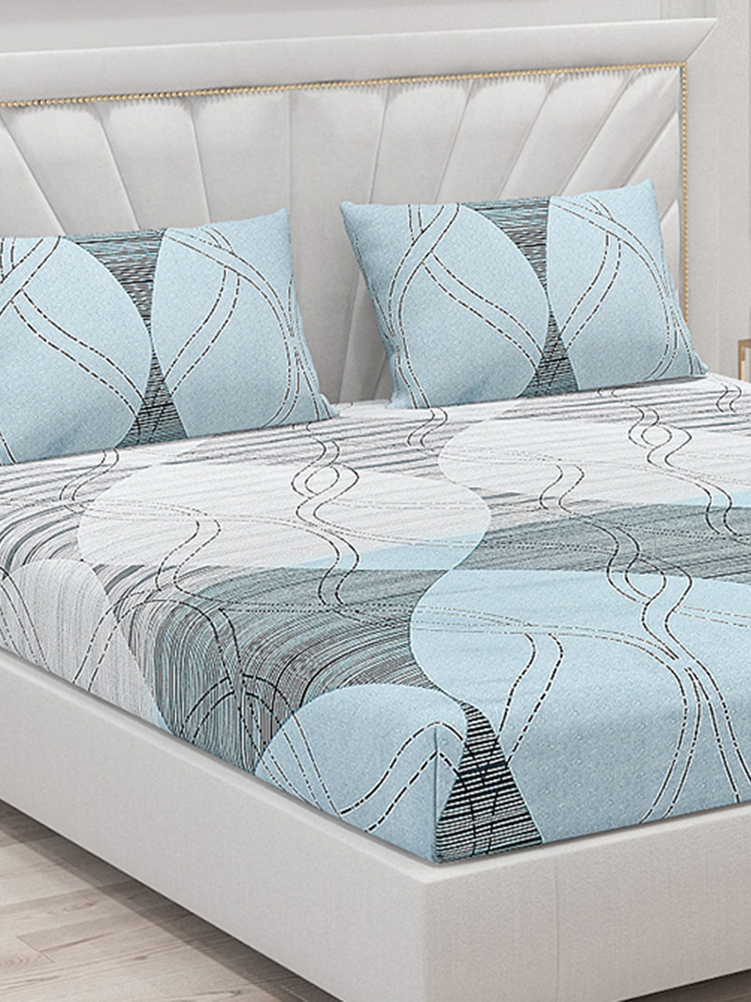 120 GSM Polyester Double Bed Bedsheet with 2 Pillow Covers - Updated - Updated