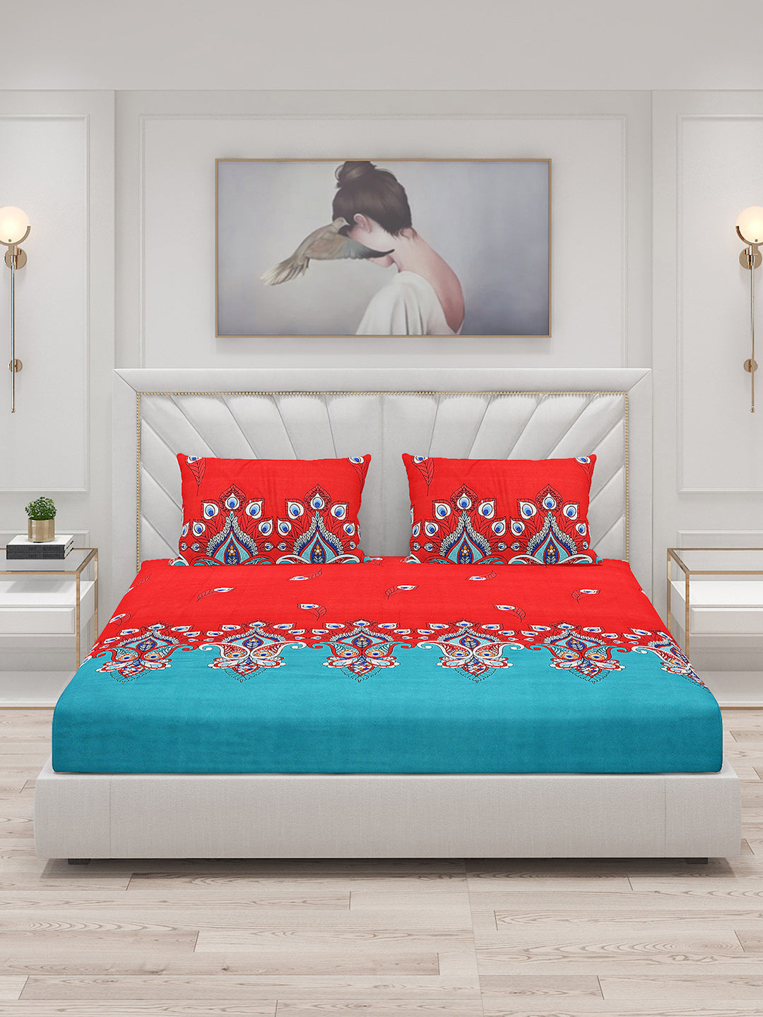 120 GSM Polyester Double Bed Bedsheet with 2 Pillow Covers - Updated - Updated