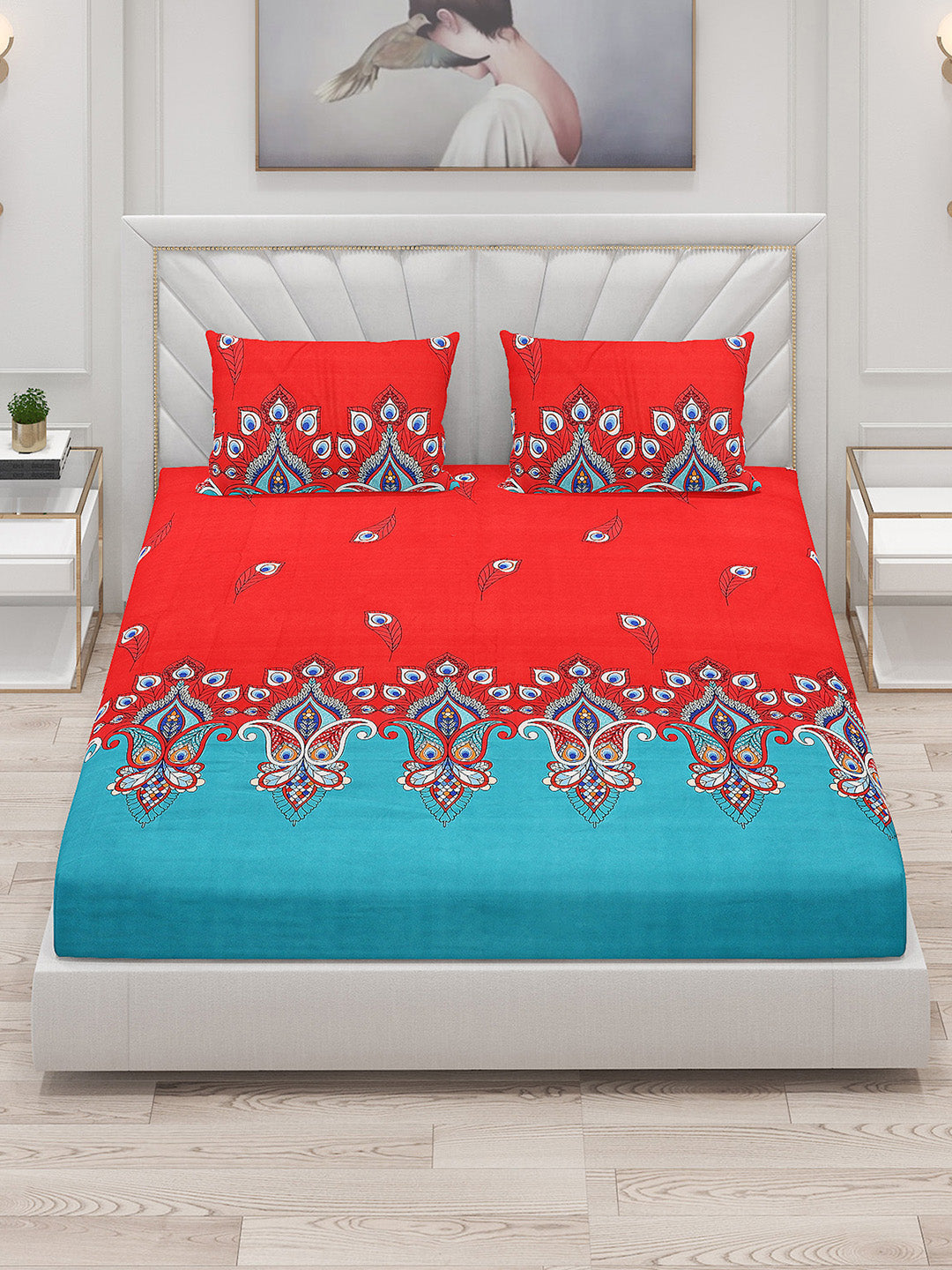120 GSM Polyester Double Bed Bedsheet with 2 Pillow Covers - Updated - Updated