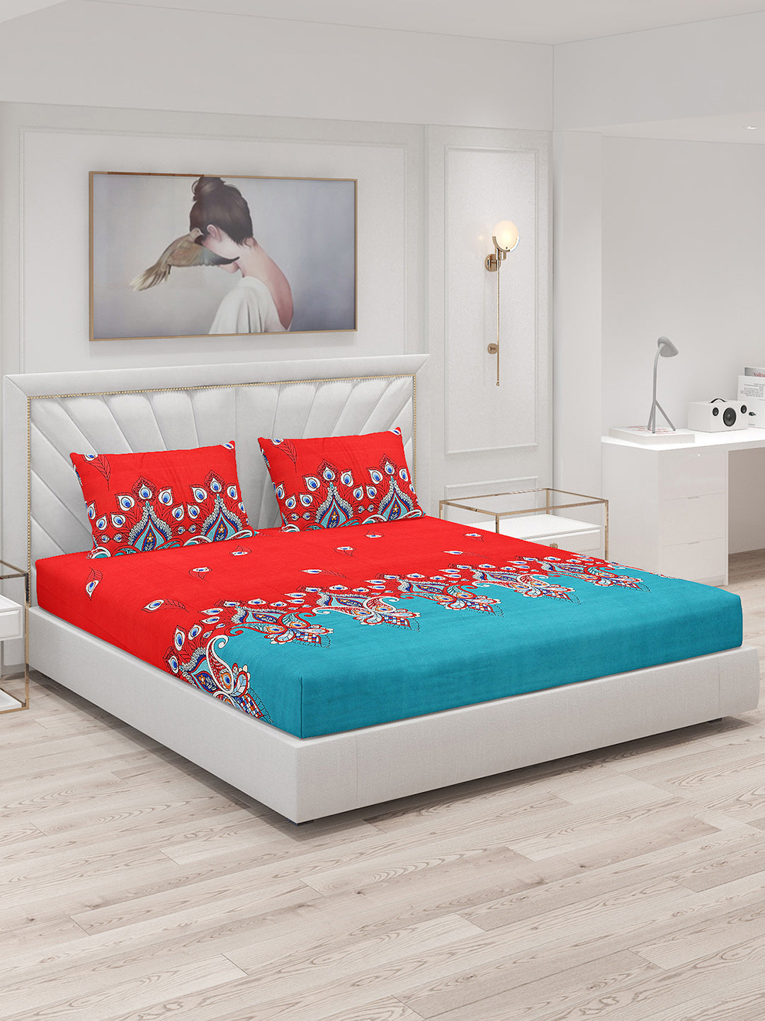 120 GSM Polyester Double Bed Bedsheet with 2 Pillow Covers - Updated - Updated