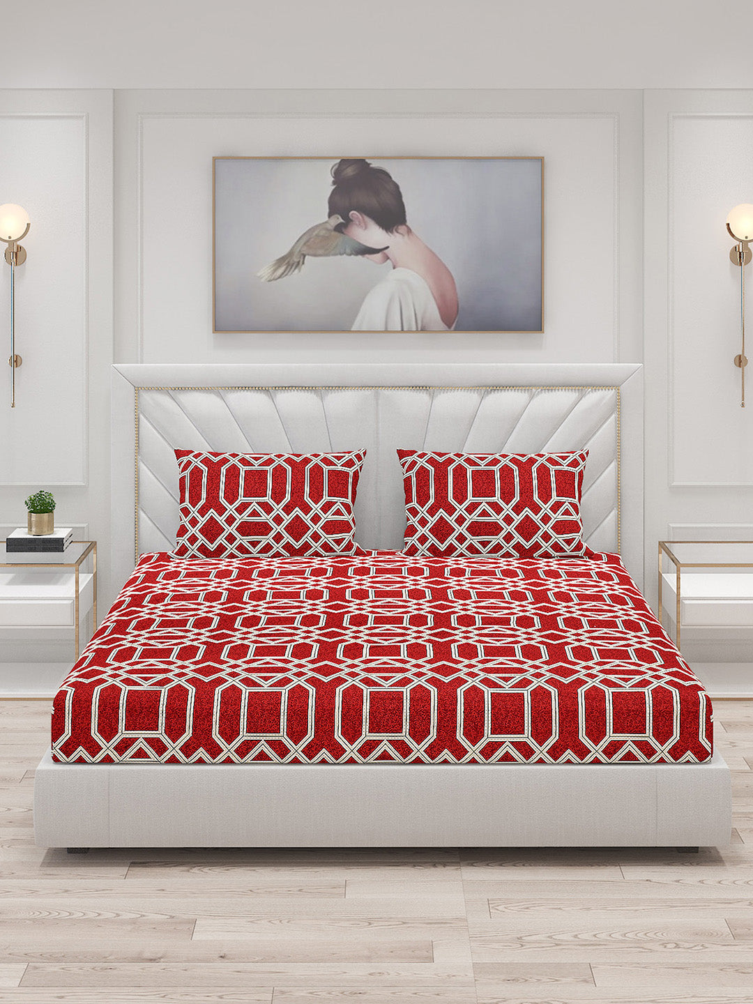 120 GSM Polyester Double Bed Bedsheet with 2 Pillow Covers - Updated - Updated