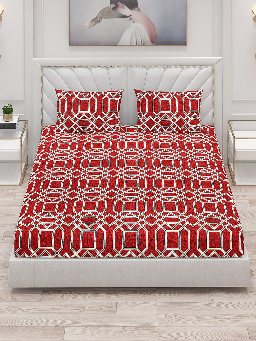 120 GSM Polyester Double Bed Bedsheet with 2 Pillow Covers - Updated - Updated