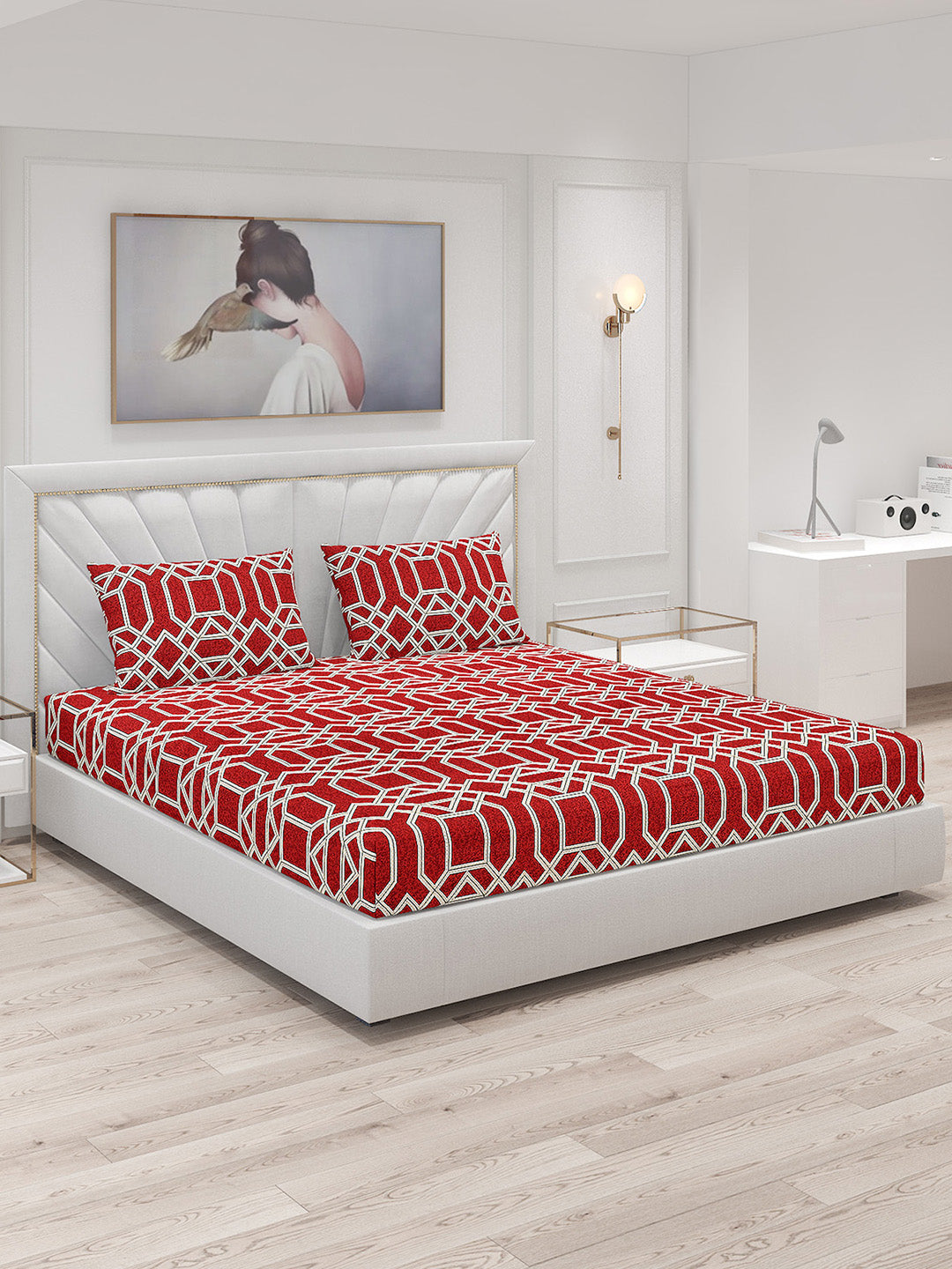 120 GSM Polyester Double Bed Bedsheet with 2 Pillow Covers - Updated - Updated
