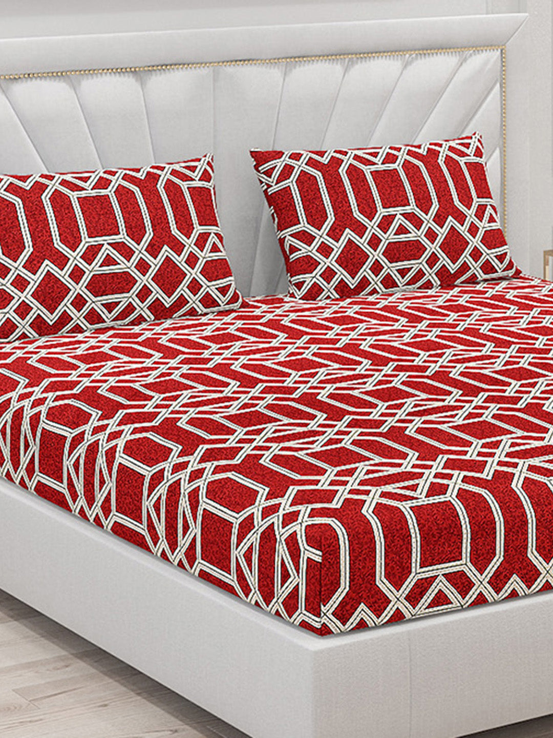 120 GSM Polyester Double Bed Bedsheet with 2 Pillow Covers - Updated - Updated