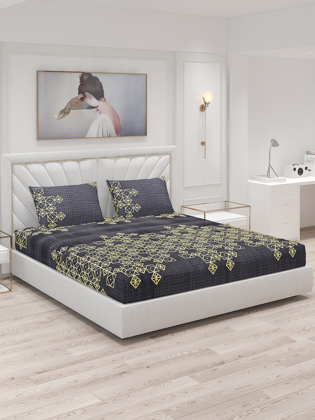 120 GSM Polyester Double Bed Bedsheet with 2 Pillow Covers - Updated - Updated