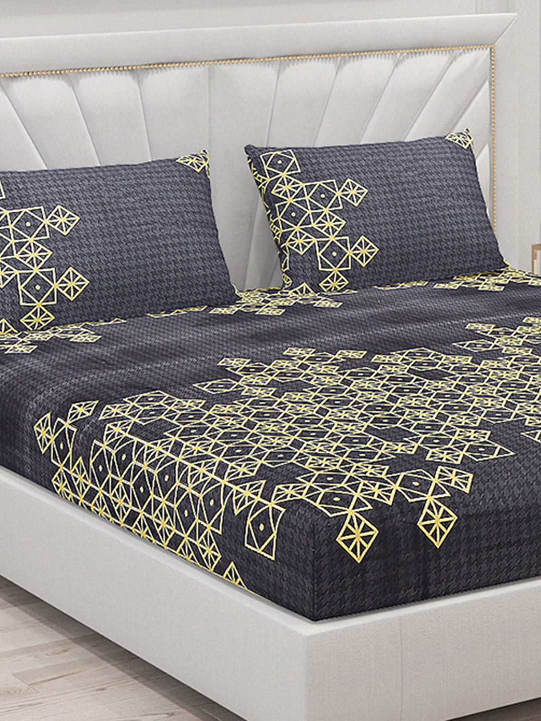 120 GSM Polyester Double Bed Bedsheet with 2 Pillow Covers - Updated - Updated
