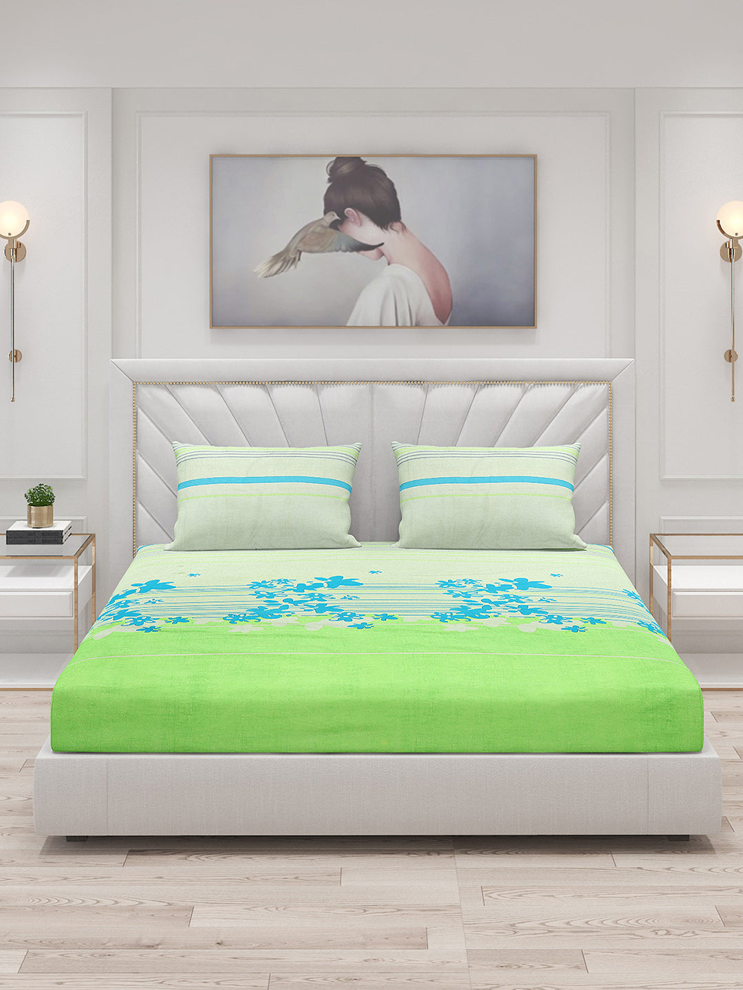 120 GSM Polyester Double Bed Bedsheet with 2 Pillow Covers - Updated - Updated