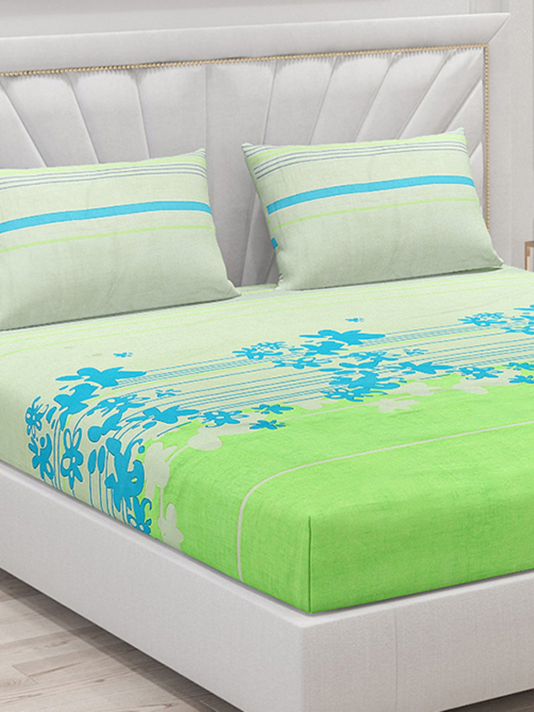 120 GSM Polyester Double Bed Bedsheet with 2 Pillow Covers - Updated - Updated