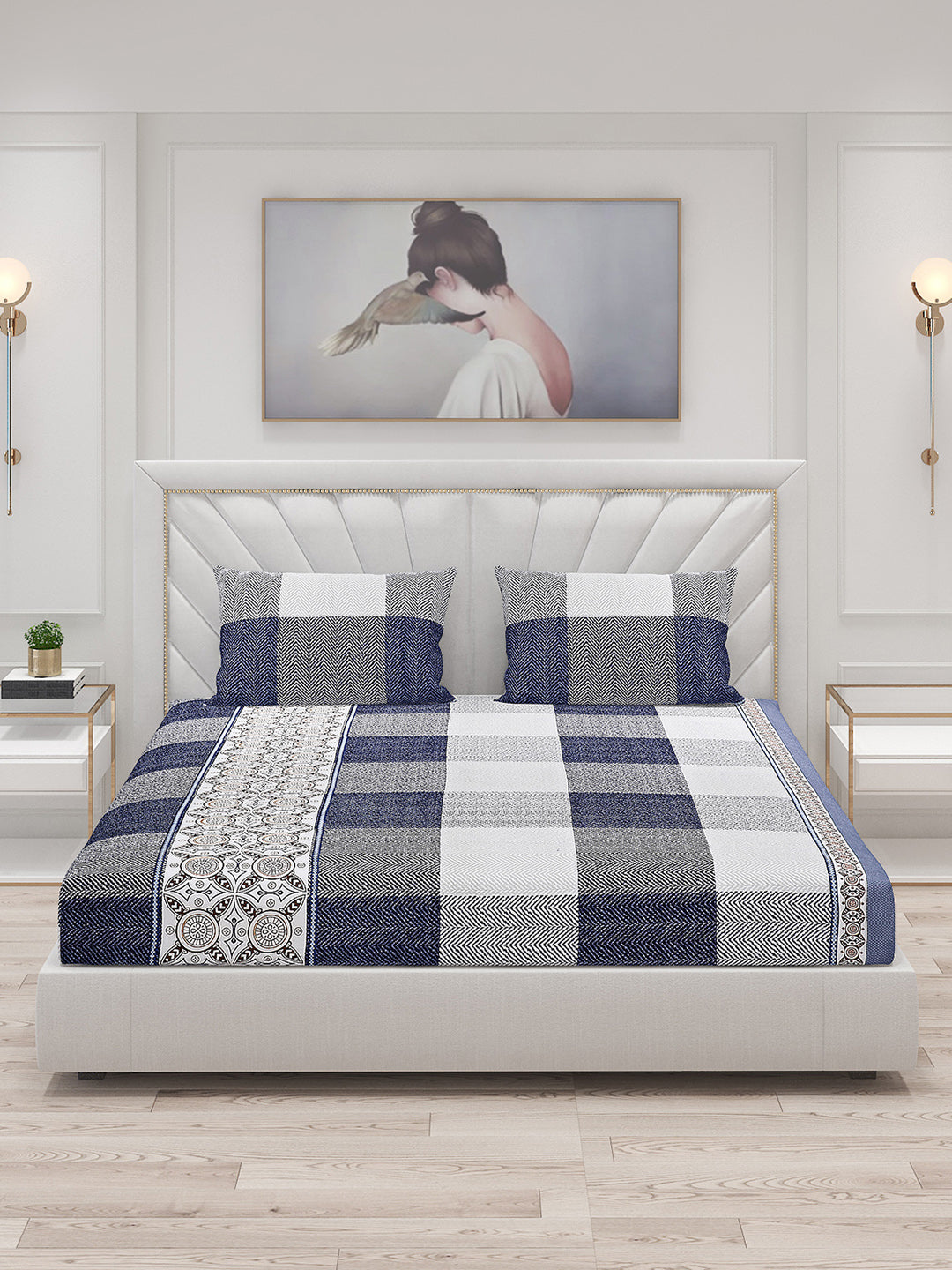 120 GSM Polyester Double Bed Bedsheet with 2 Pillow Covers - Updated - Updated