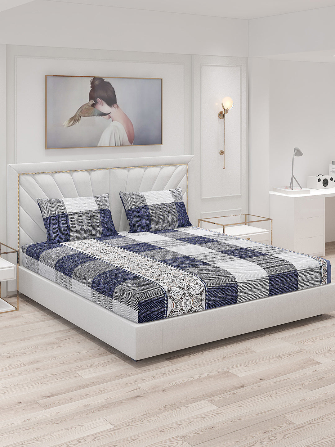 120 GSM Polyester Double Bed Bedsheet with 2 Pillow Covers - Updated - Updated