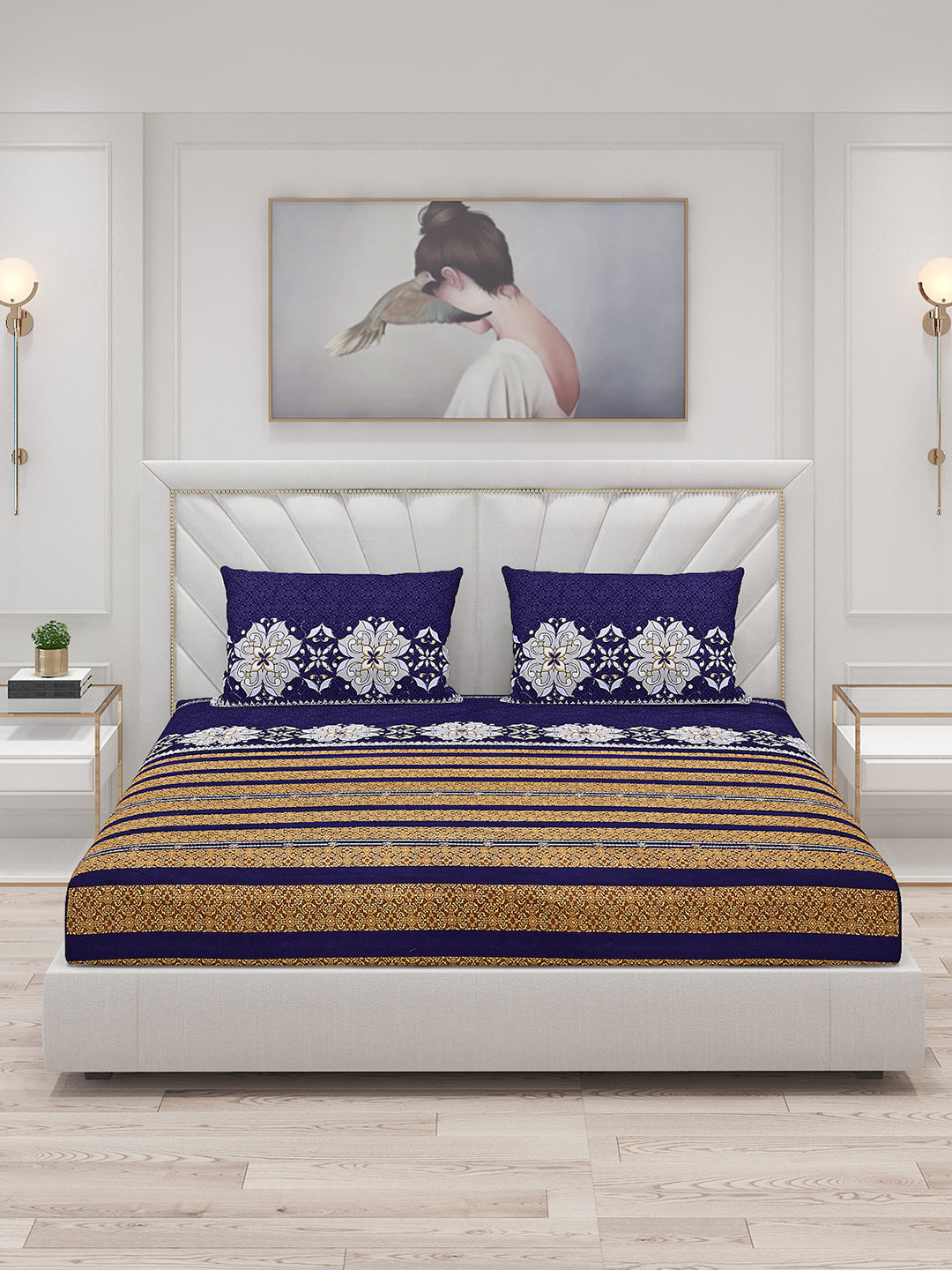 120 GSM Polyester Double Bed Bedsheet with 2 Pillow Covers - Updated - Updated