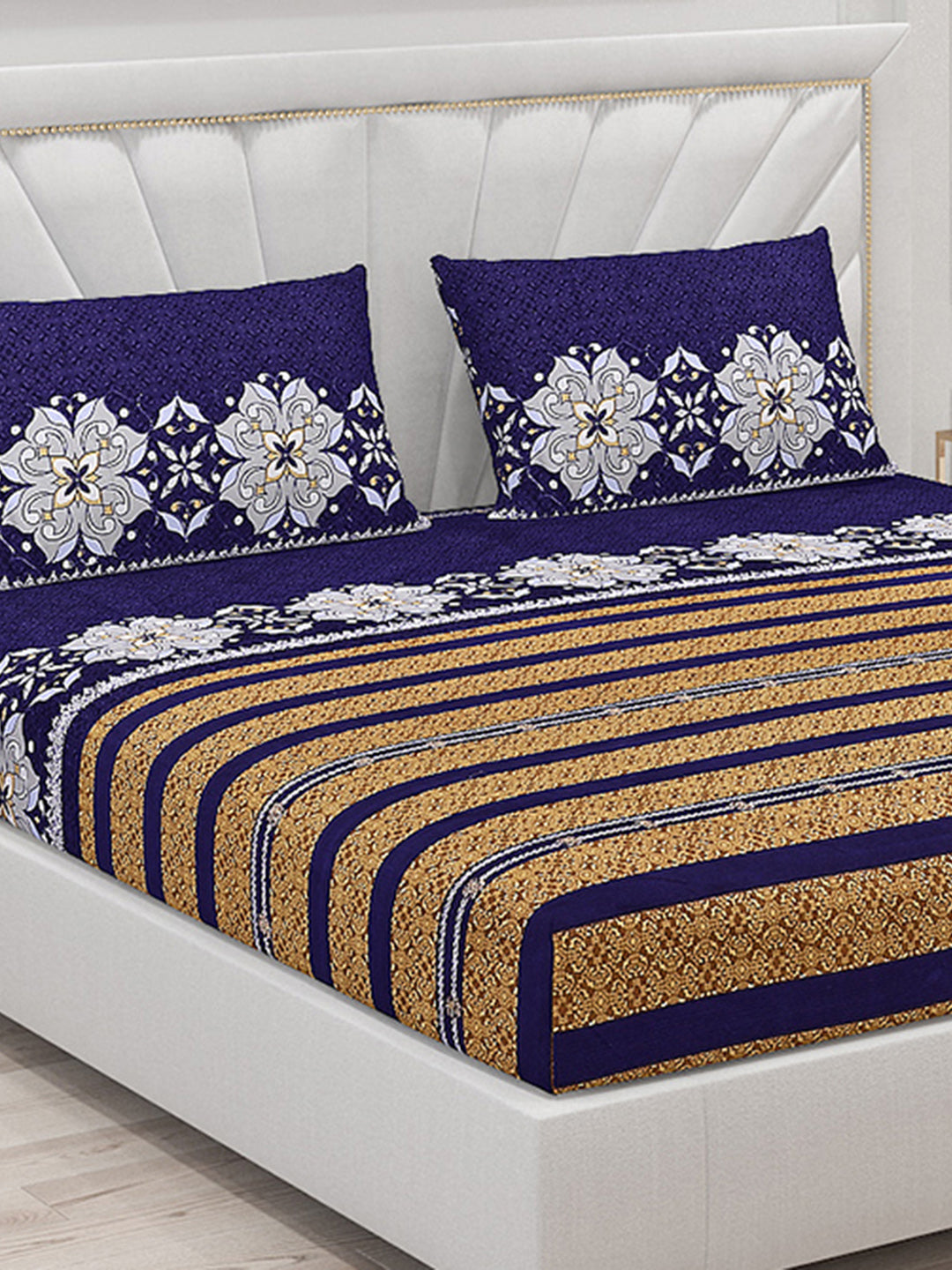 120 GSM Polyester Double Bed Bedsheet with 2 Pillow Covers - Updated - Updated