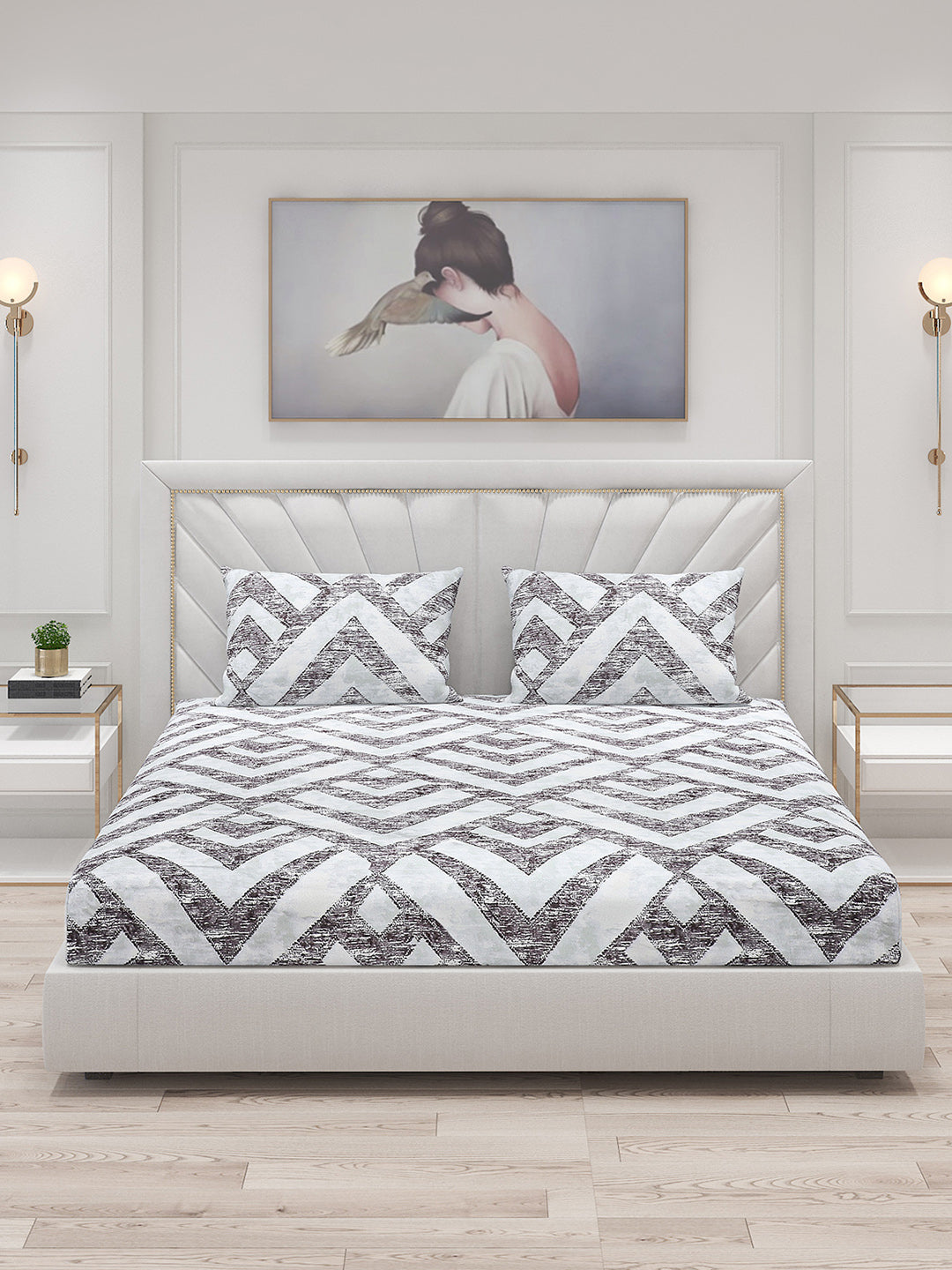 120 GSM Polyester Double Bed Bedsheet with 2 Pillow Covers - Updated - Updated