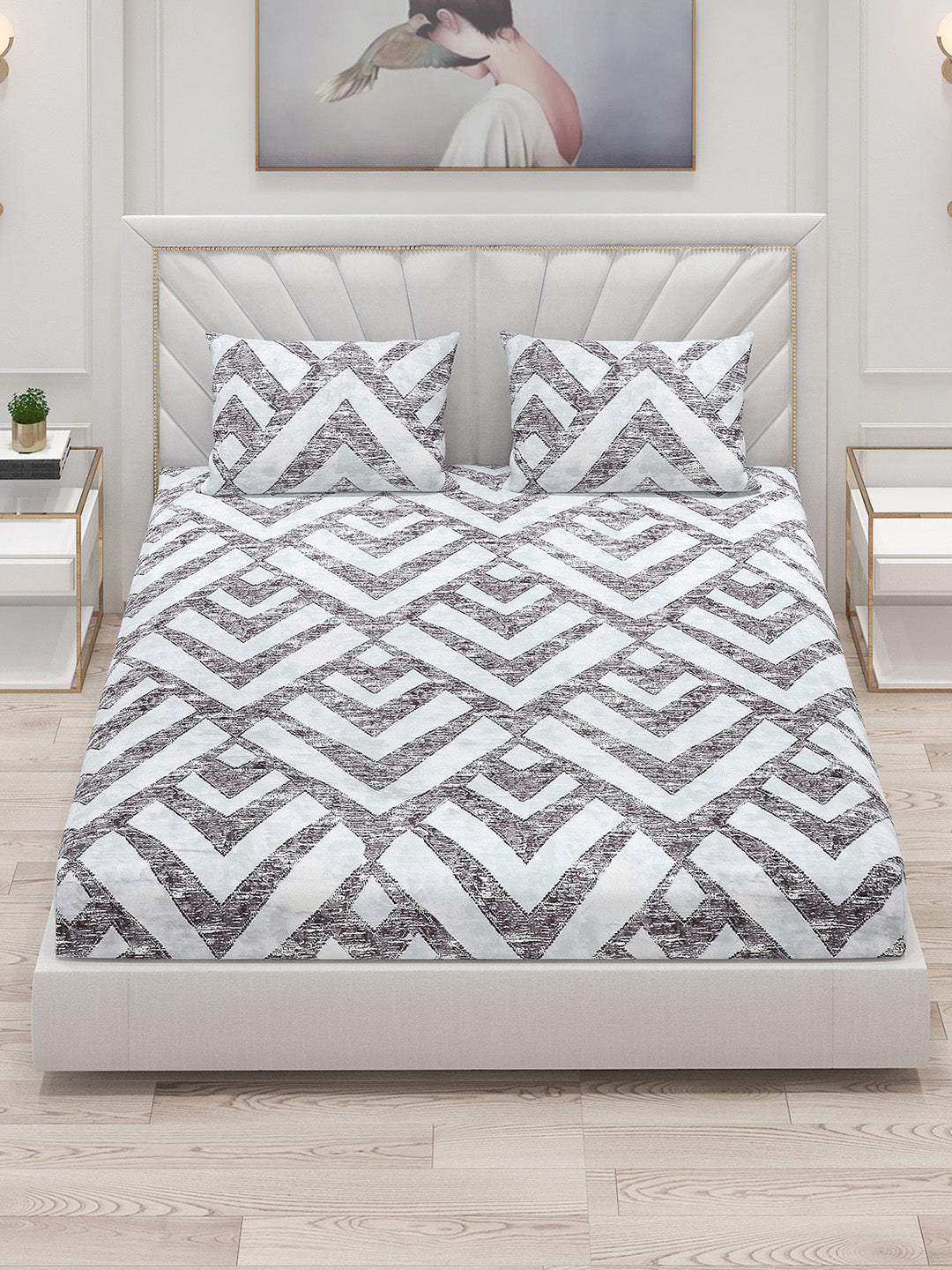 120 GSM Polyester Double Bed Bedsheet with 2 Pillow Covers - Updated - Updated