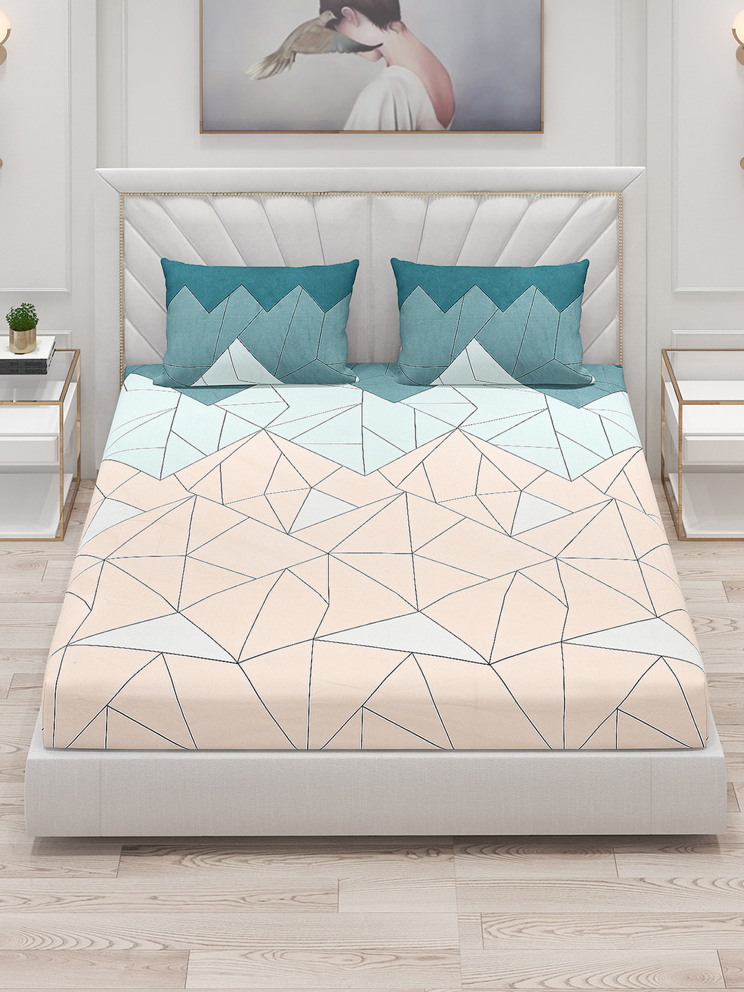 120 GSM Polyester Double Bed Bedsheet with 2 Pillow Covers - Updated - Updated