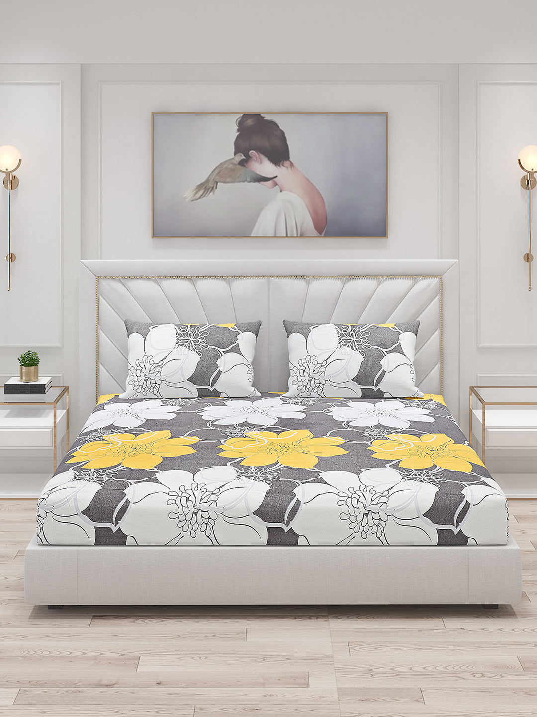 120 GSM Polyester Double Bed Bedsheet with 2 Pillow Covers - Updated - Updated
