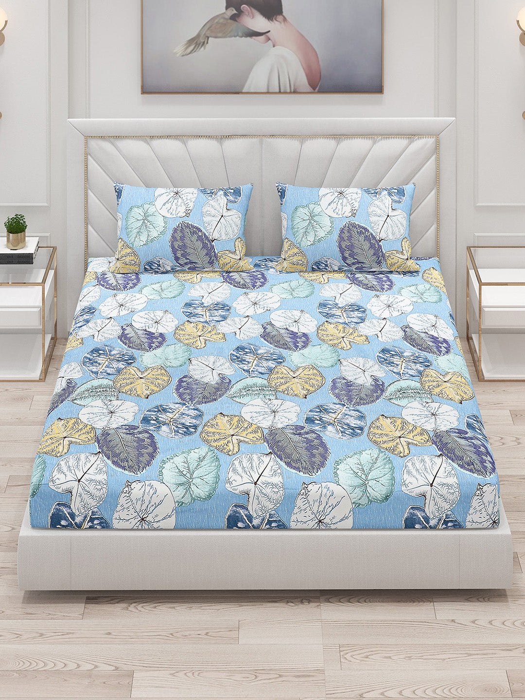120 GSM Polyester Double Bed Bedsheet with 2 Pillow Covers - Updated - Updated