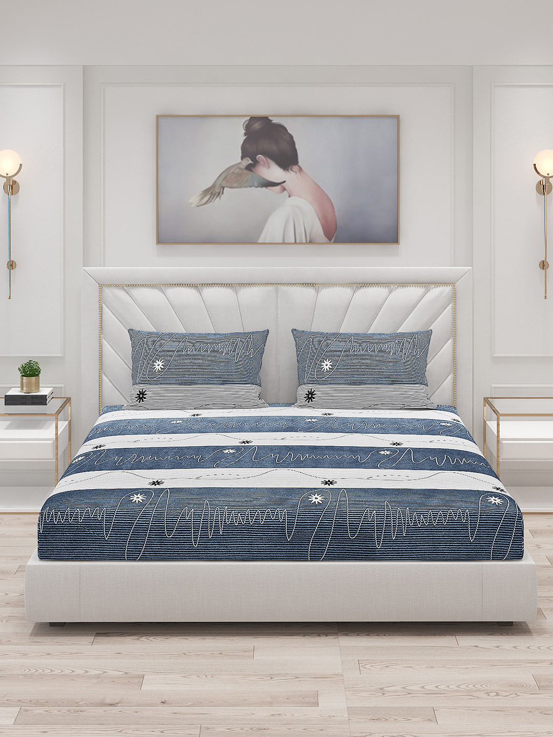 120 GSM Polyester Double Bed Bedsheet with 2 Pillow Covers - Updated - Updated