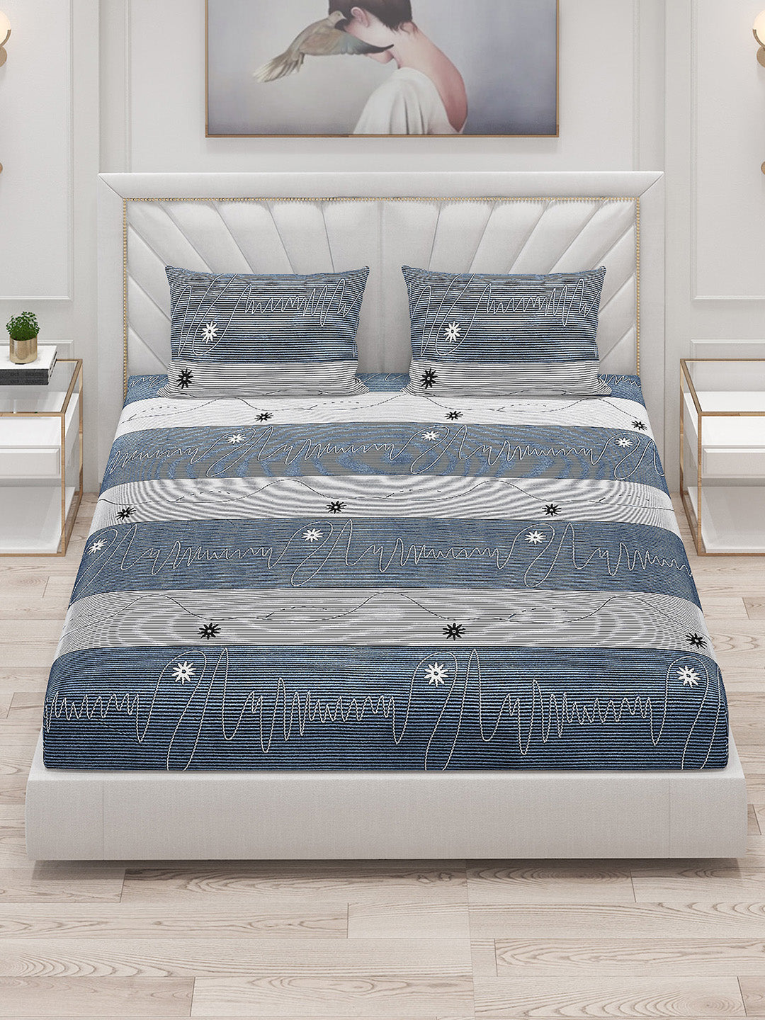 120 GSM Polyester Double Bed Bedsheet with 2 Pillow Covers - Updated - Updated