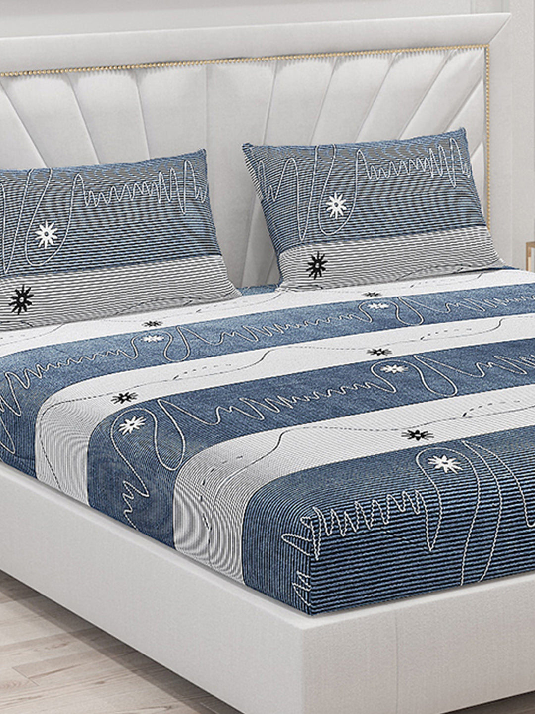 120 GSM Polyester Double Bed Bedsheet with 2 Pillow Covers - Updated - Updated