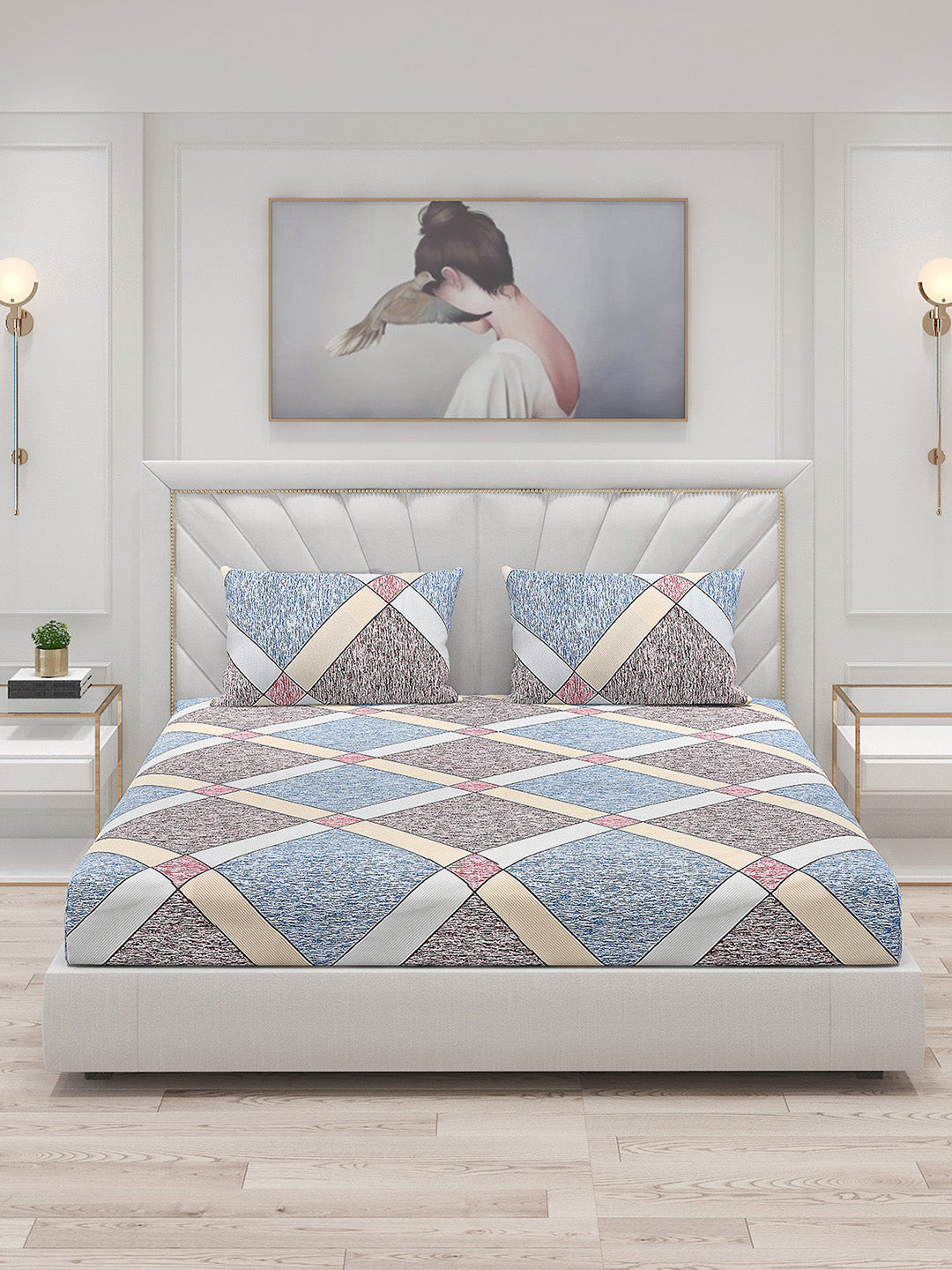 120 GSM Polyester Double Bed Bedsheet with 2 Pillow Covers - Updated