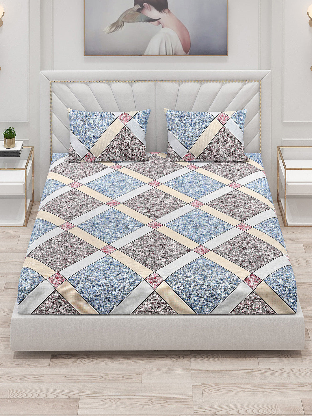 120 GSM Polyester Double Bed Bedsheet with 2 Pillow Covers - Updated