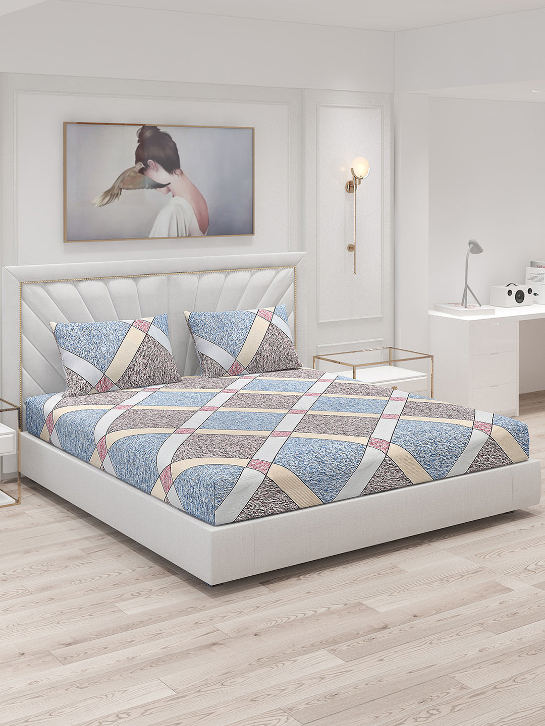 120 GSM Polyester Double Bed Bedsheet with 2 Pillow Covers - Updated