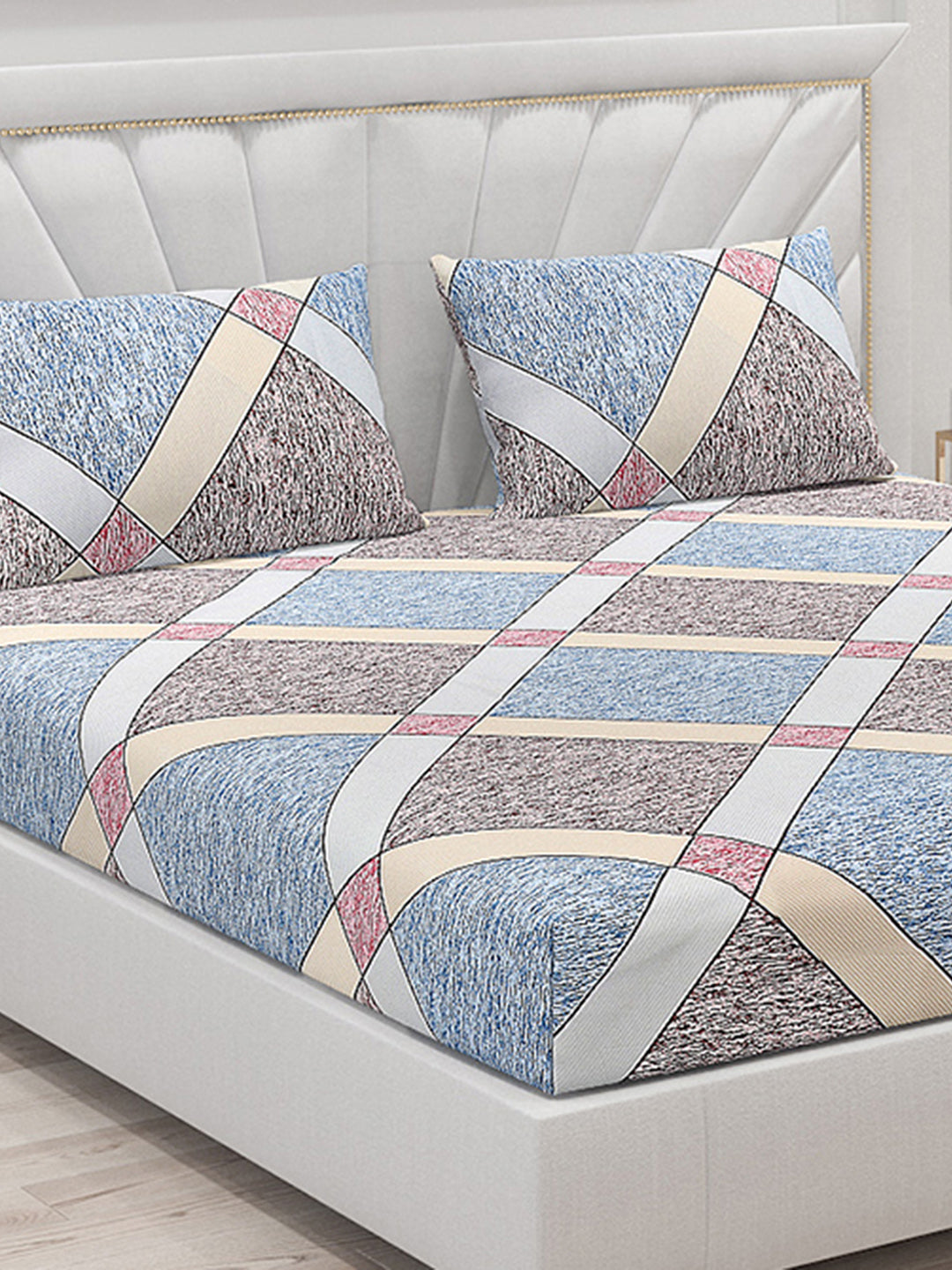 120 GSM Polyester Double Bed Bedsheet with 2 Pillow Covers - Updated