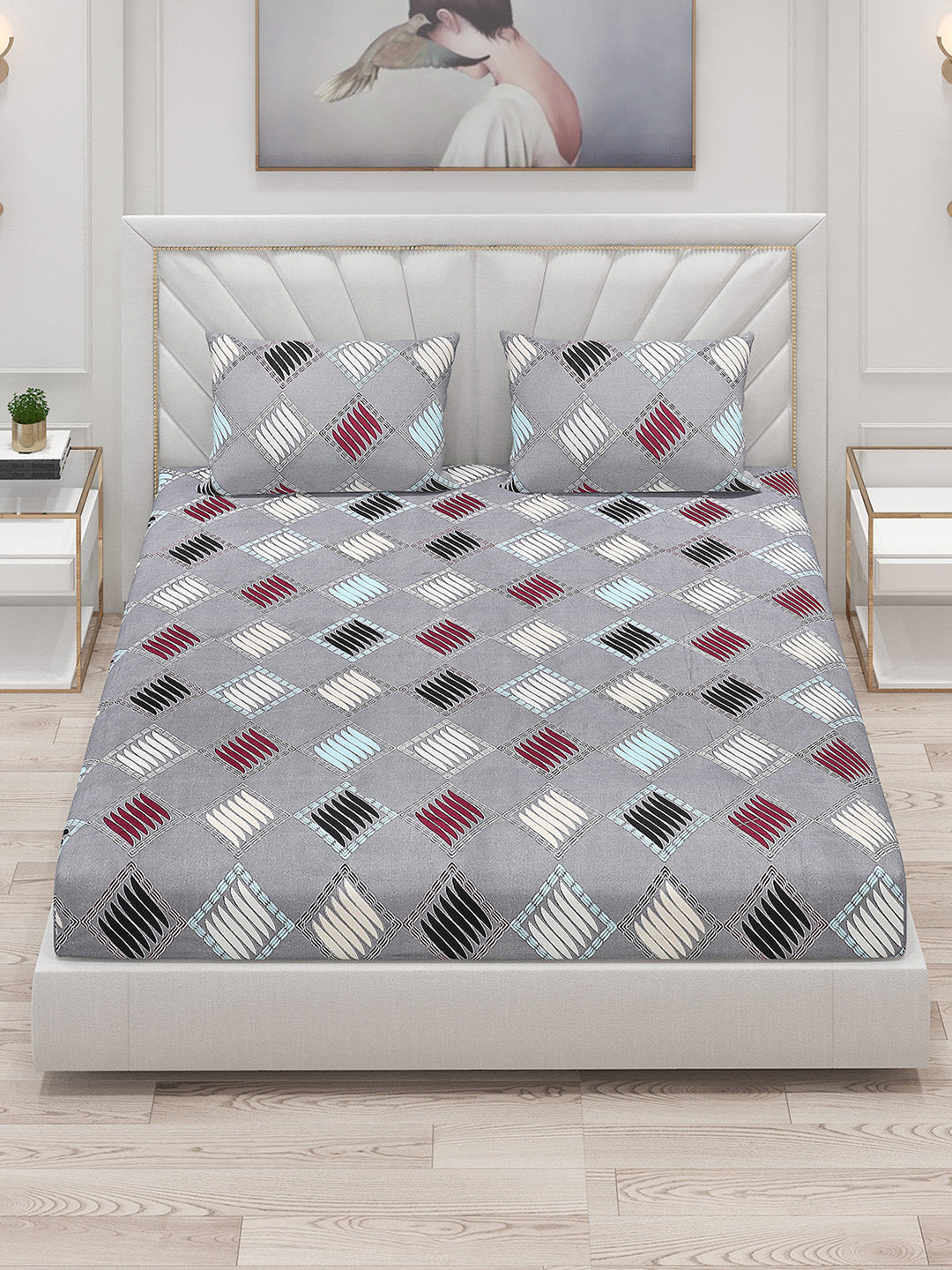 120 GSM Polyester Double Bed Bedsheet with 2 Pillow Covers - Updated - Updated