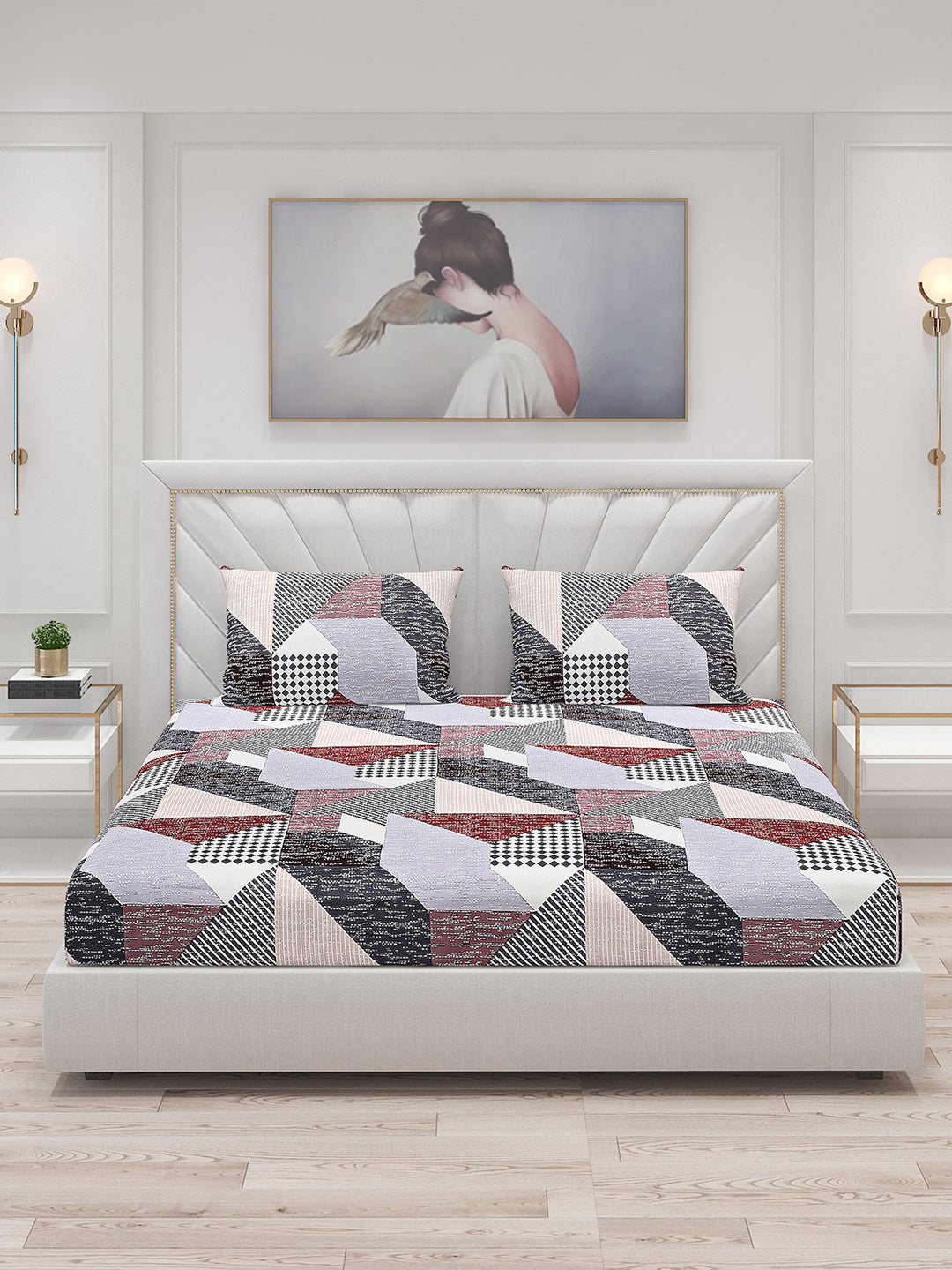 120 GSM Polyester Double Bed Bedsheet with 2 Pillow Covers - Updated - Updated