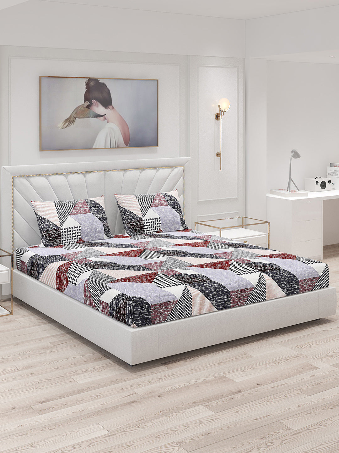 120 GSM Polyester Double Bed Bedsheet with 2 Pillow Covers - Updated - Updated