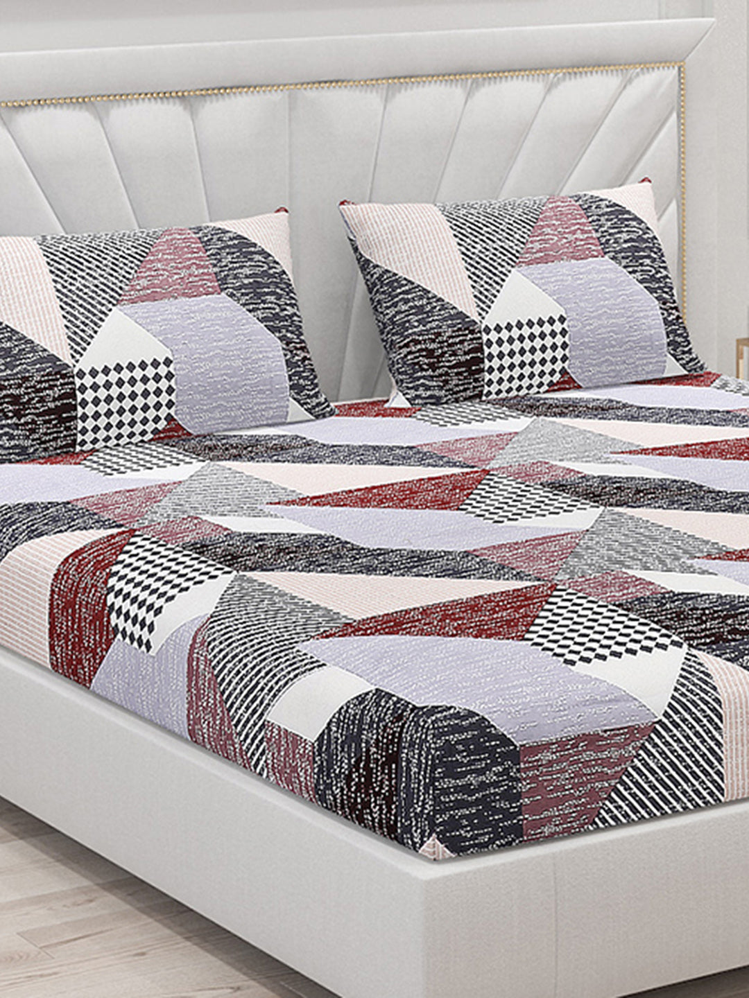 120 GSM Polyester Double Bed Bedsheet with 2 Pillow Covers - Updated - Updated