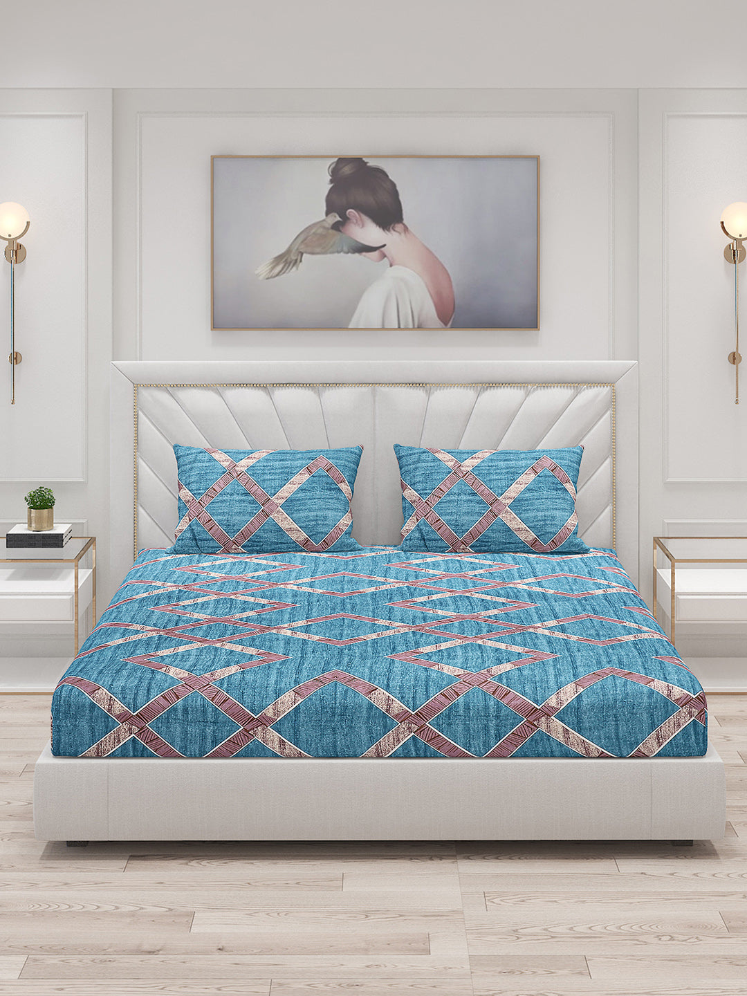 120 GSM Polyester Double Bed Bedsheet with 2 Pillow Covers - Updated - Updated