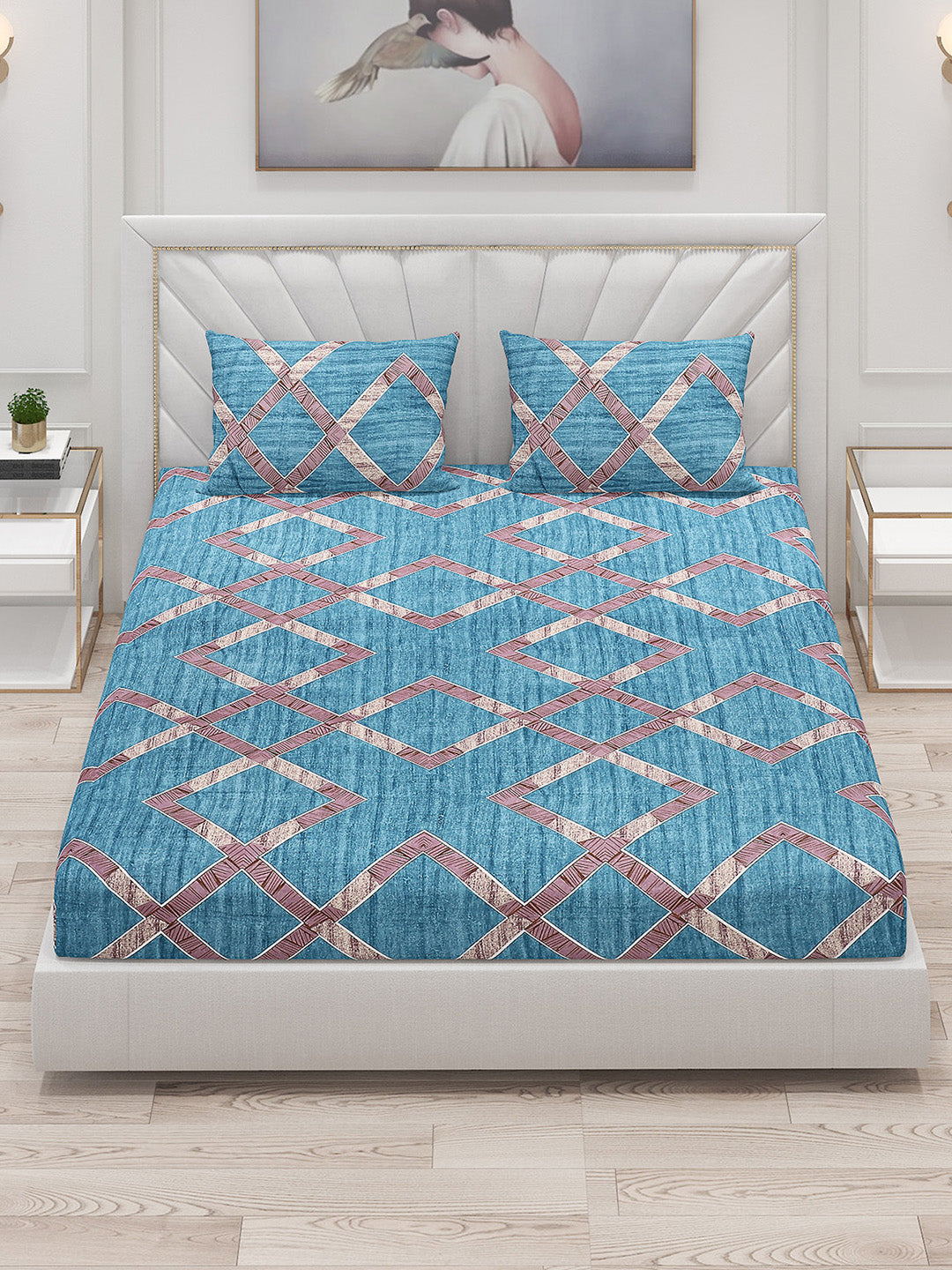 120 GSM Polyester Double Bed Bedsheet with 2 Pillow Covers - Updated - Updated