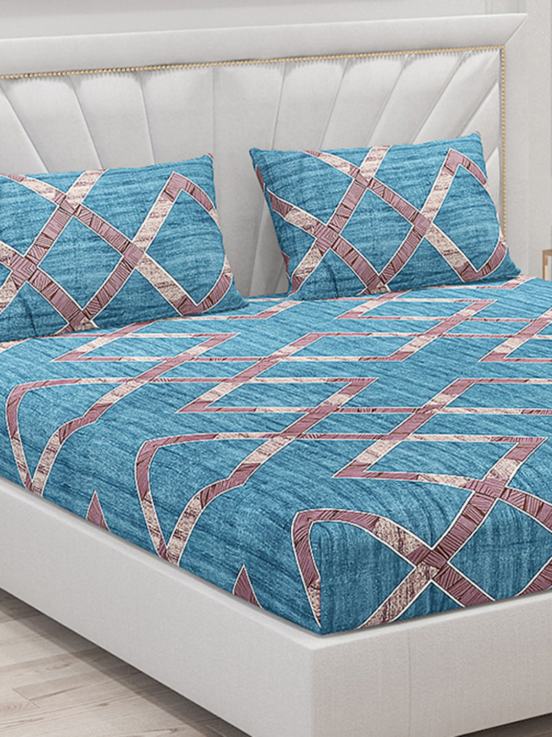 120 GSM Polyester Double Bed Bedsheet with 2 Pillow Covers - Updated - Updated