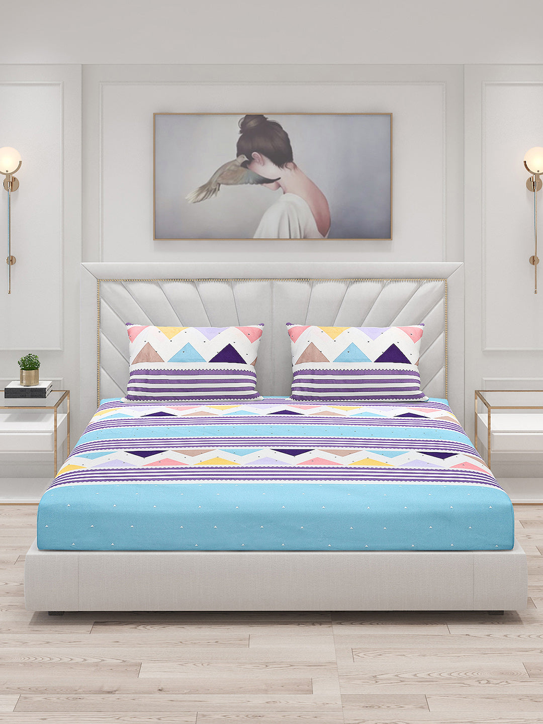 120 GSM Polyester Double Bed Bedsheet with 2 Pillow Covers - Updated - Updated