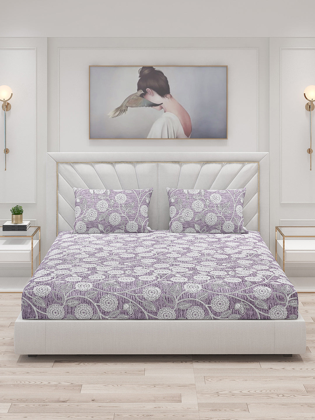 120 GSM Polyester Double Bed Bedsheet with 2 Pillow Covers - Updated - Updated