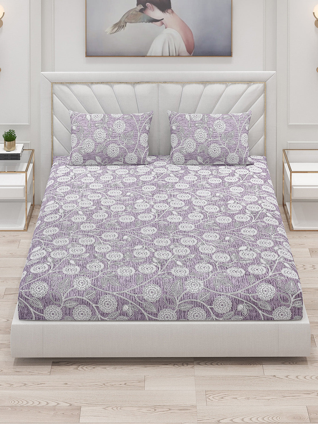 120 GSM Polyester Double Bed Bedsheet with 2 Pillow Covers - Updated - Updated