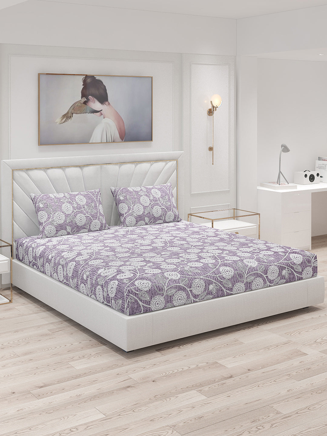 120 GSM Polyester Double Bed Bedsheet with 2 Pillow Covers - Updated - Updated