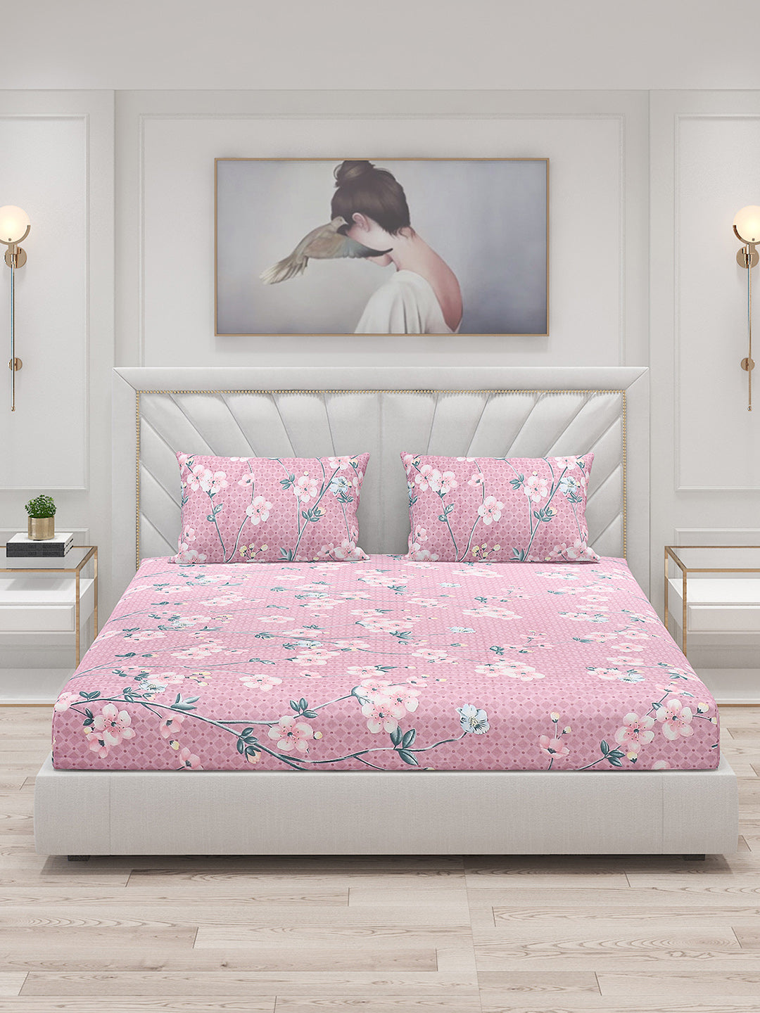 120 GSM Polyester Double Bed Bedsheet with 2 Pillow Covers - Updated - Updated