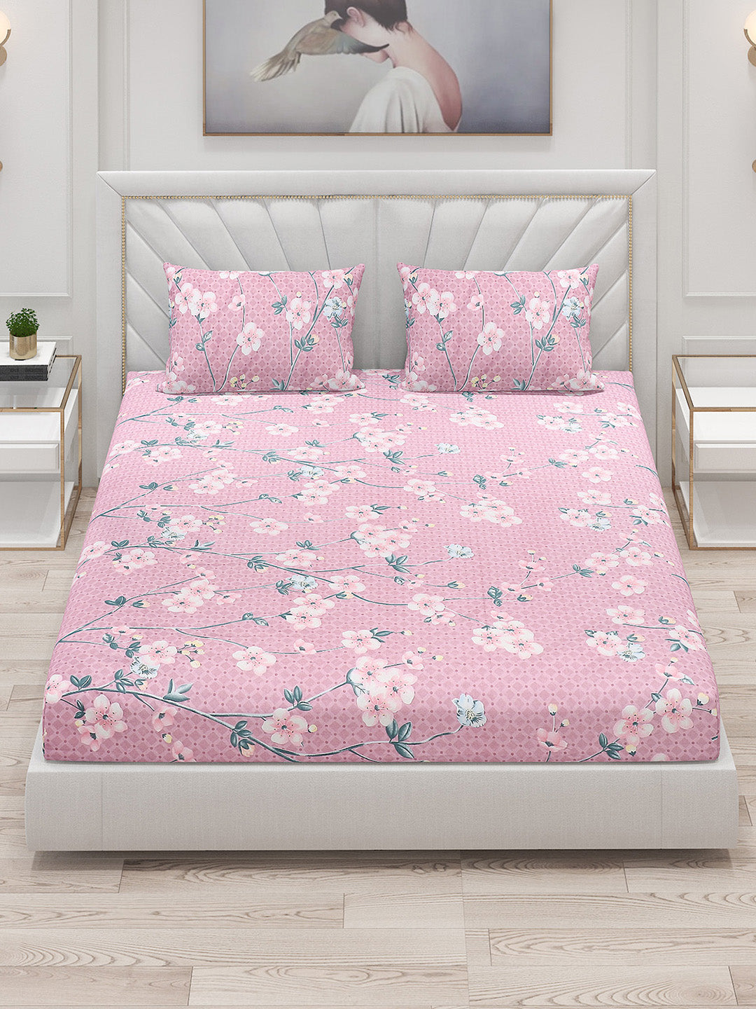 120 GSM Polyester Double Bed Bedsheet with 2 Pillow Covers - Updated - Updated