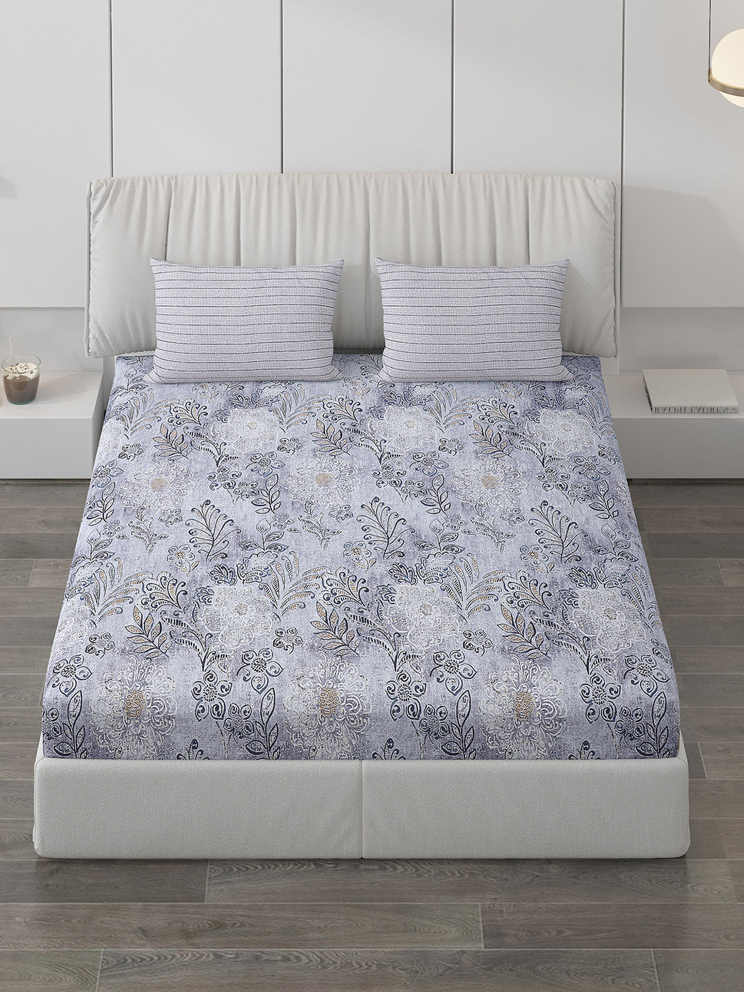 130 GSM Polyester Double Bed Bedsheet with 2 Pillow Covers