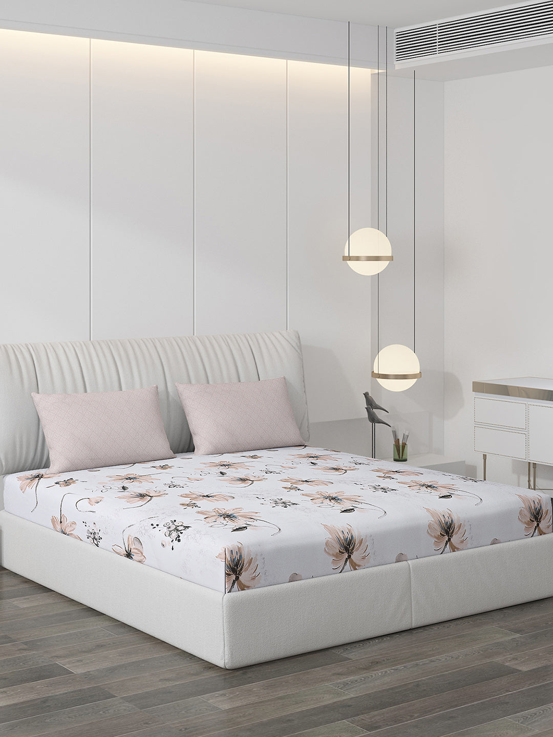 130 GSM Polyester Double Bed Bedsheet with 2 Pillow Covers