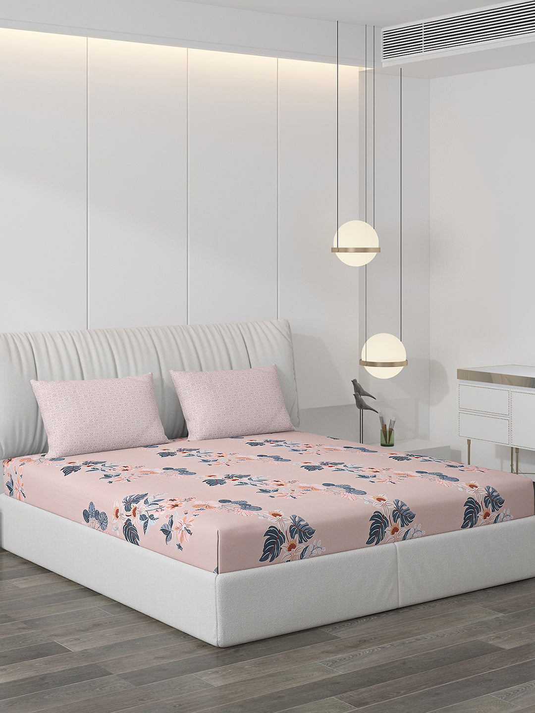 130 GSM Polyester Double Bed Bedsheet with 2 Pillow Covers