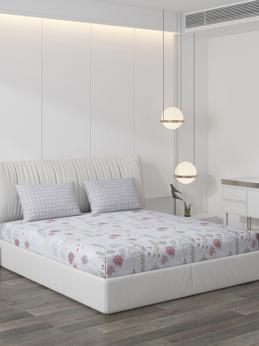 130 GSM Polyester Double Bed Bedsheet with 2 Pillow Covers