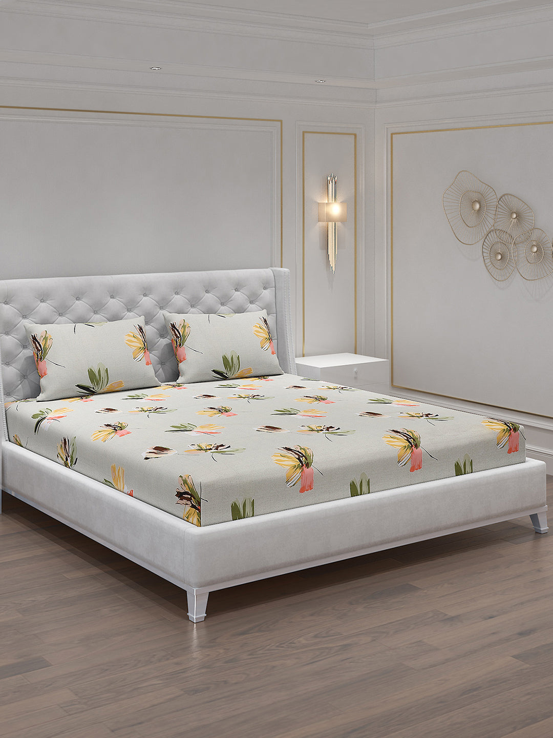 120 GSM Polyester Double Bed Bedsheet with 2 Pillow Covers - Updated - Updated