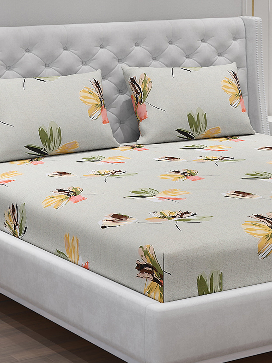 120 GSM Polyester Double Bed Bedsheet with 2 Pillow Covers - Updated - Updated