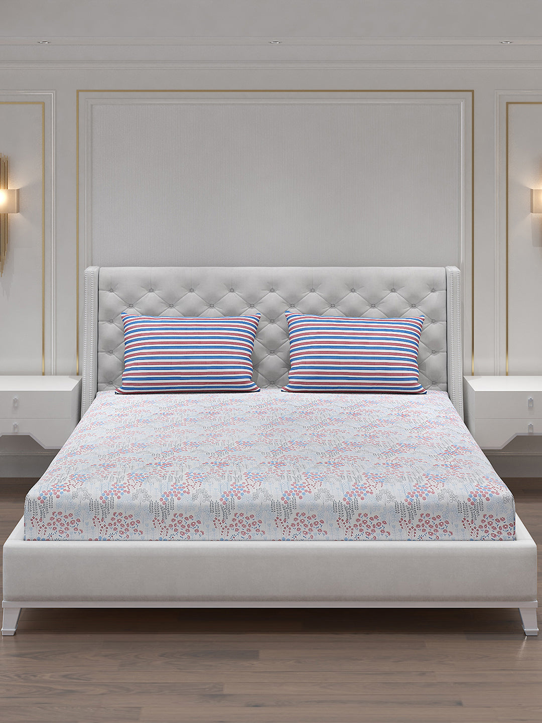 120 GSM Polyester Double Bed Bedsheet with 2 Pillow Covers - Updated - Updated